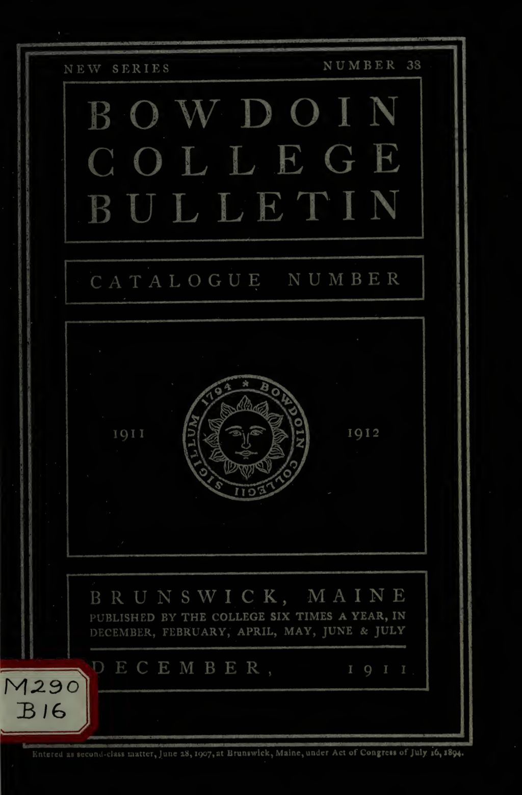 Miniature of Bowdoin College Catalogue (1911-1912)