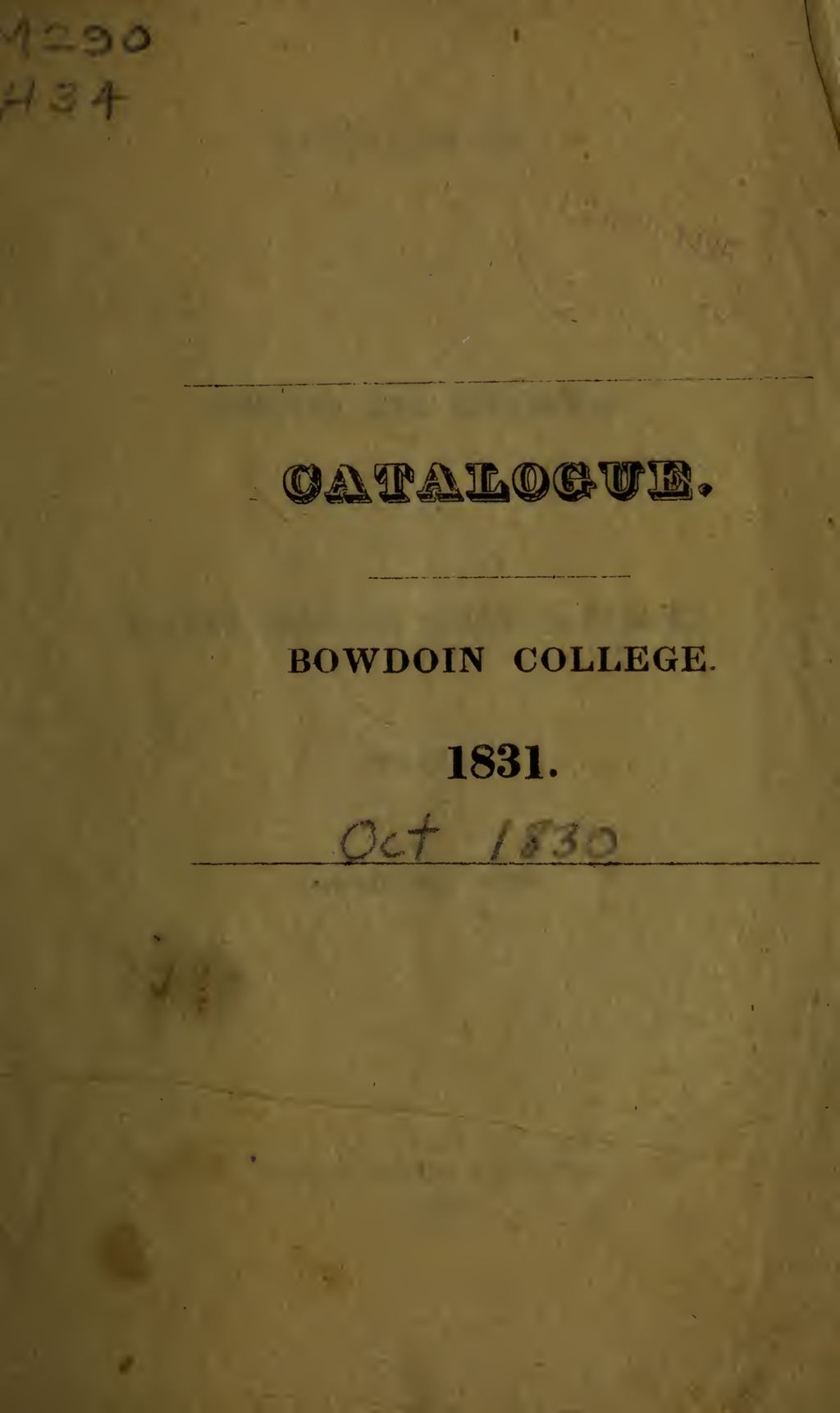 Miniature of Bowdoin College Catalogue (1830 Oct)