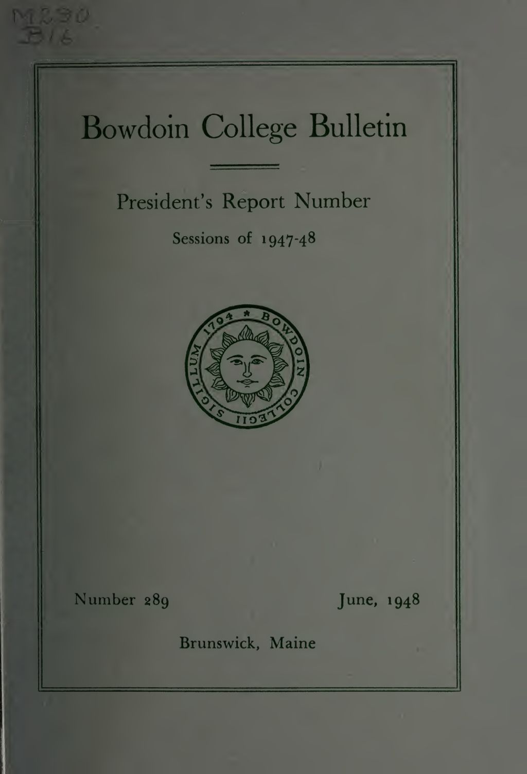 Miniature of Report of the President, Bowdoin College 1947-1948