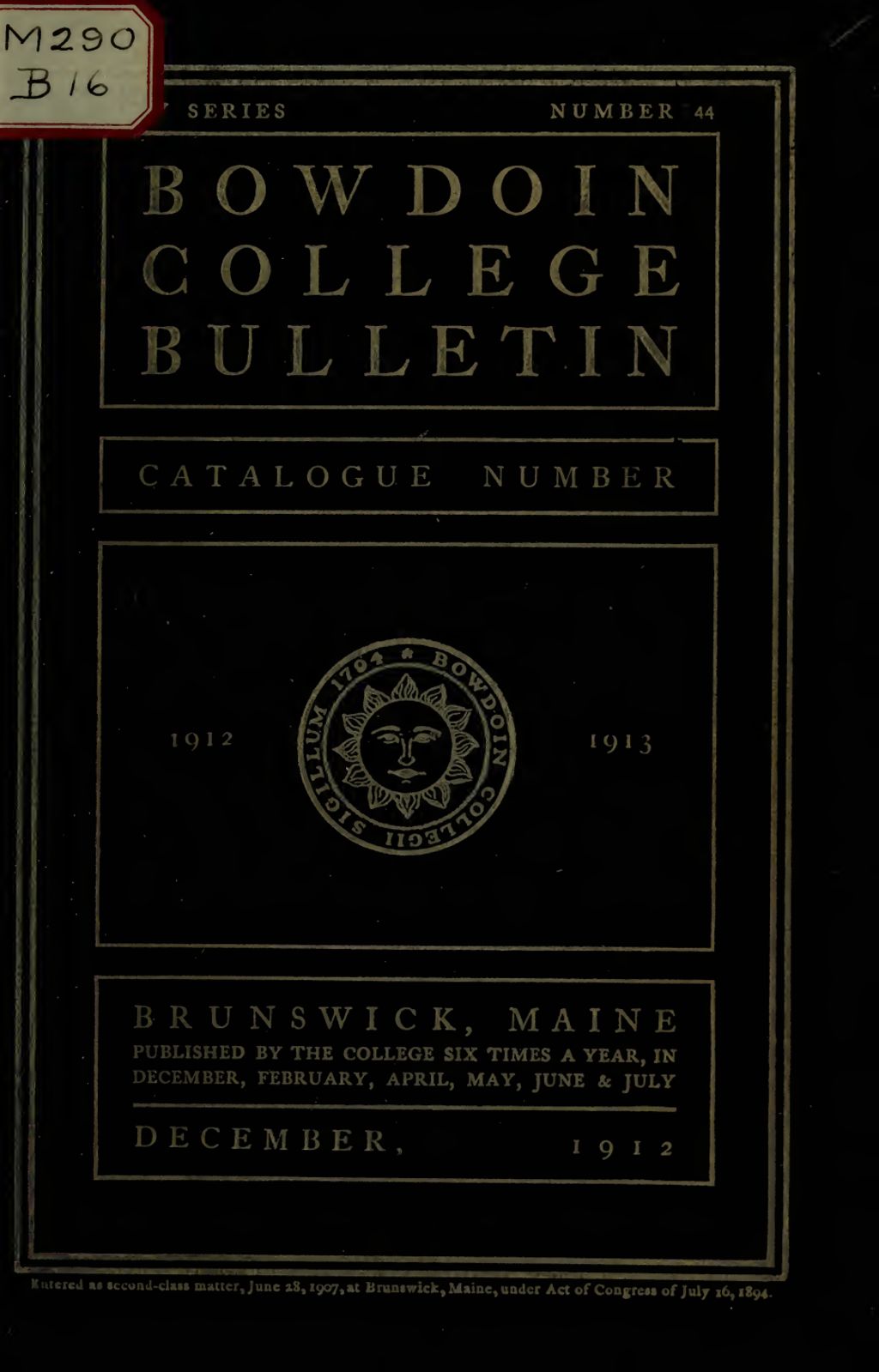 Miniature of Bowdoin College Catalogue (1912-1913)