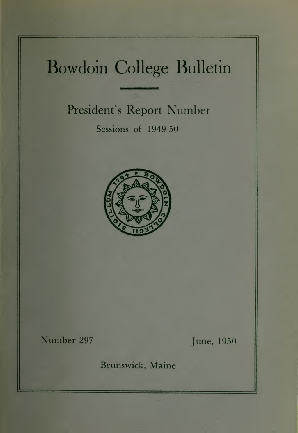 Miniature of Report of the President, Bowdoin College 1949-1950