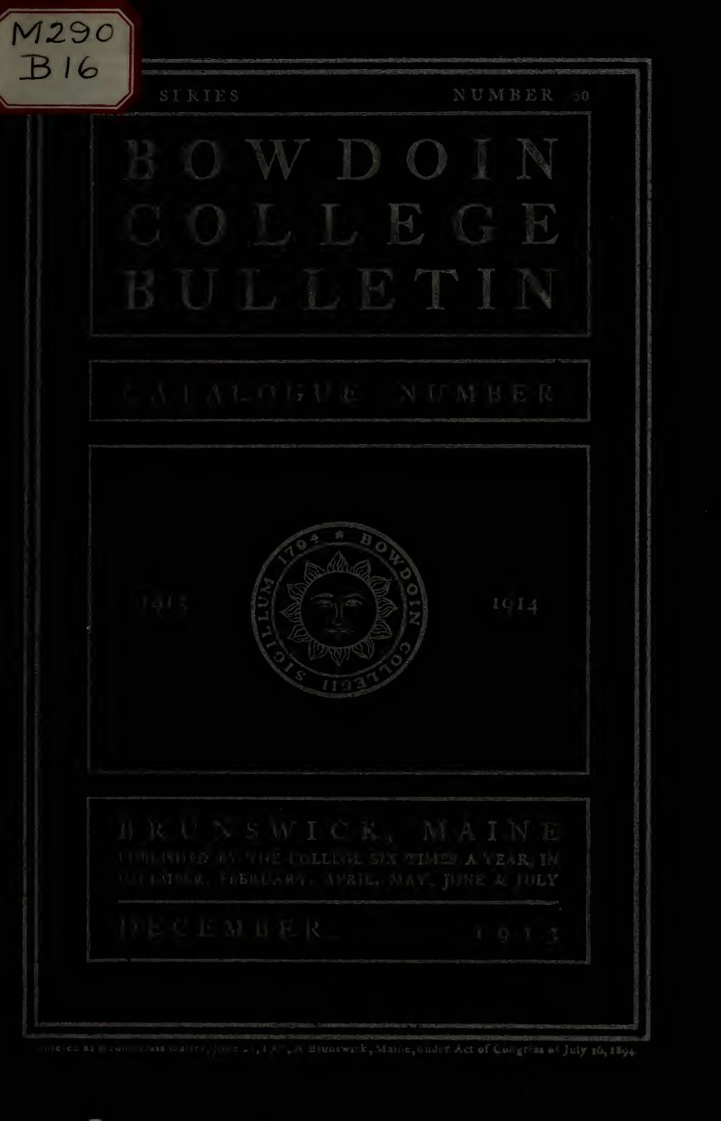 Miniature of Bowdoin College Catalogue (1913-1914)