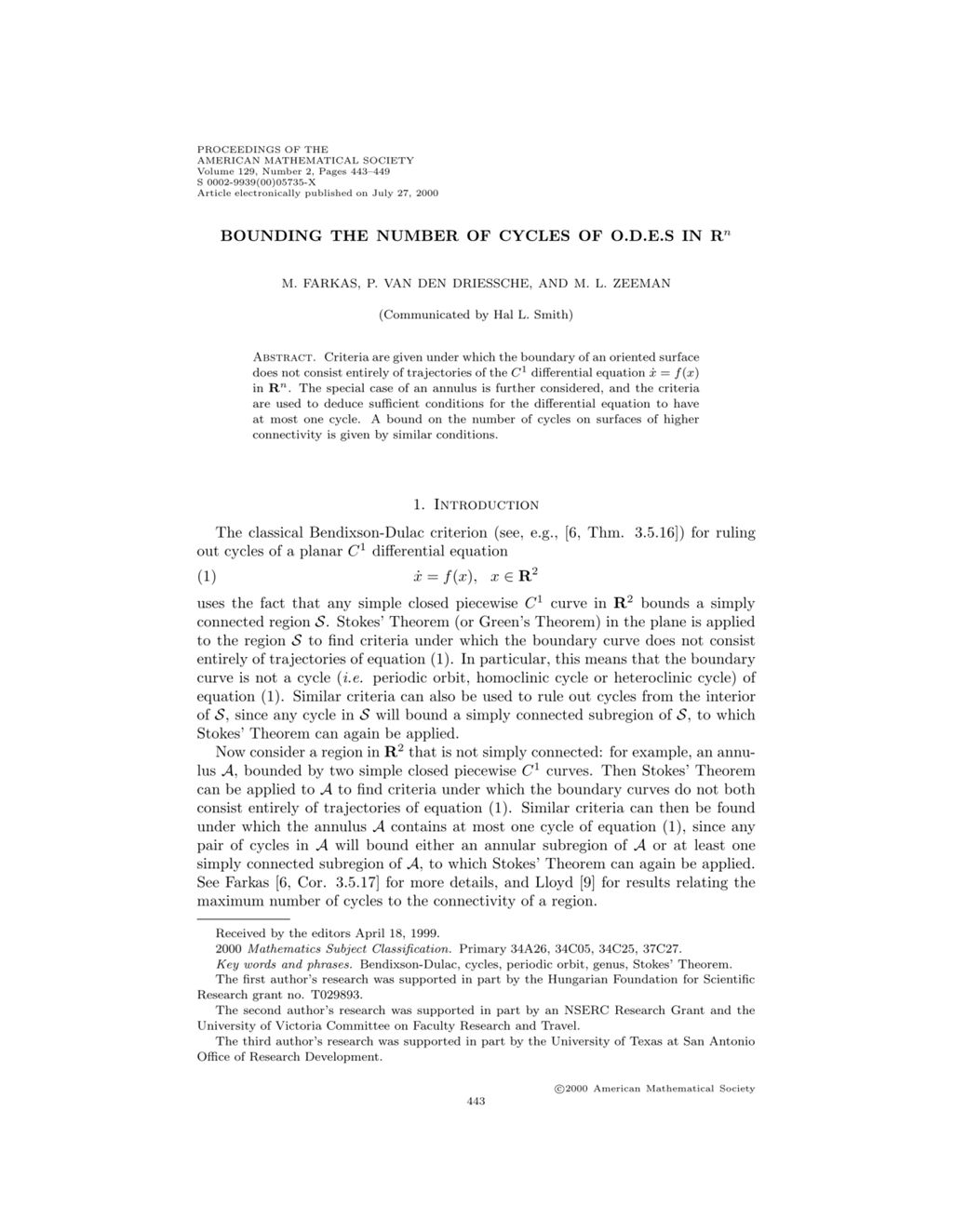 Miniature of Bounding the number of cycles of O.D.E.S in R<sup>n</sup>