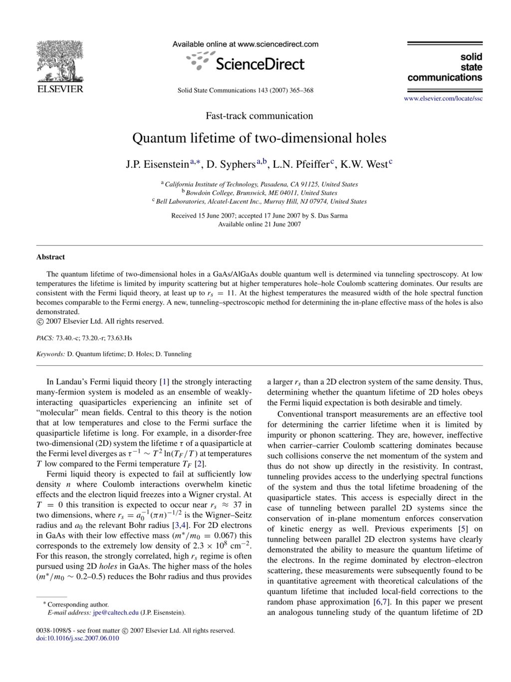 Miniature of Quantum lifetime of two-dimensional holes