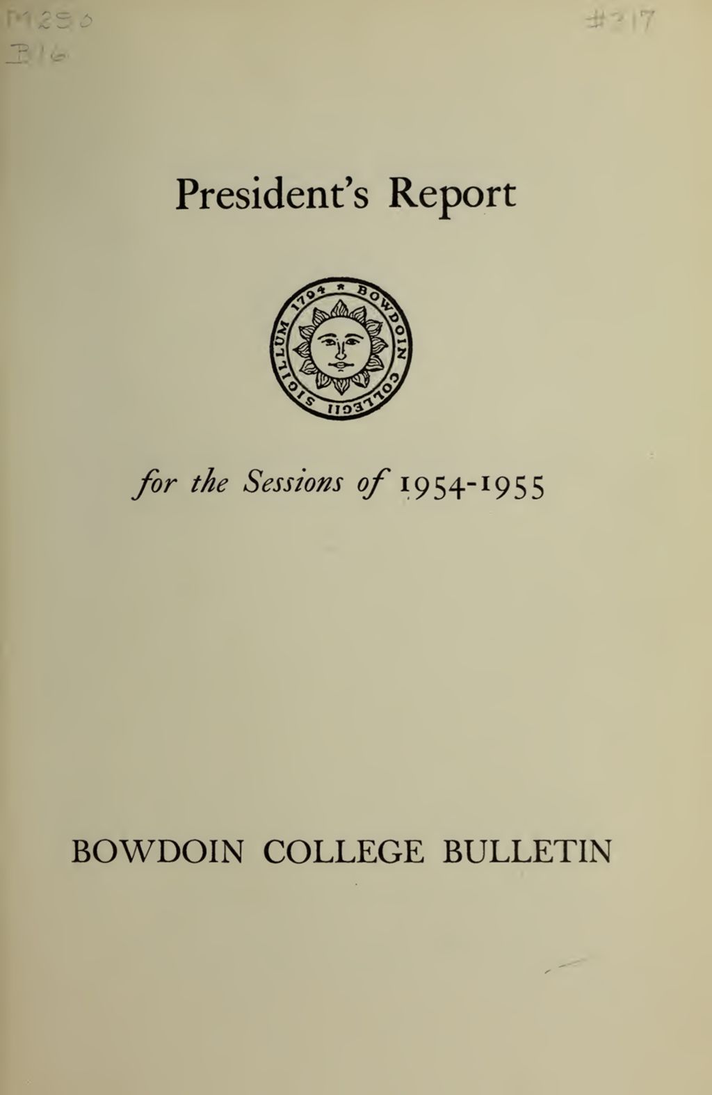 Miniature of Report of the President, Bowdoin College 1954-1955