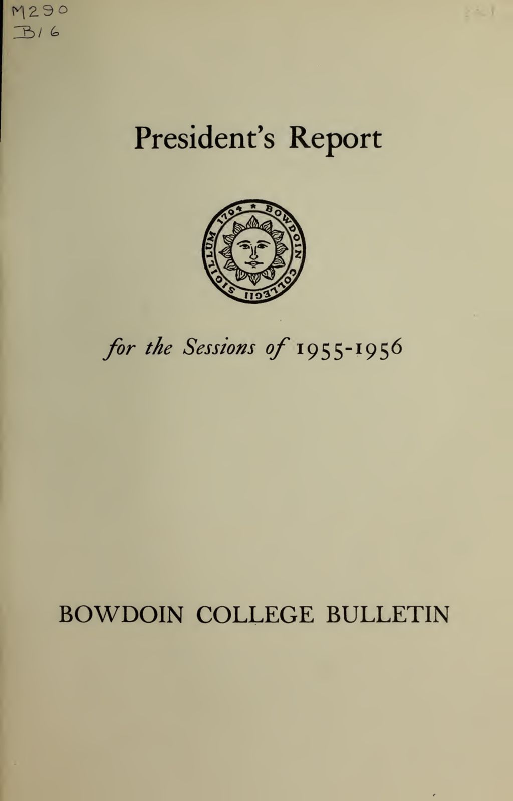 Miniature of Report of the President, Bowdoin College 1955-1956