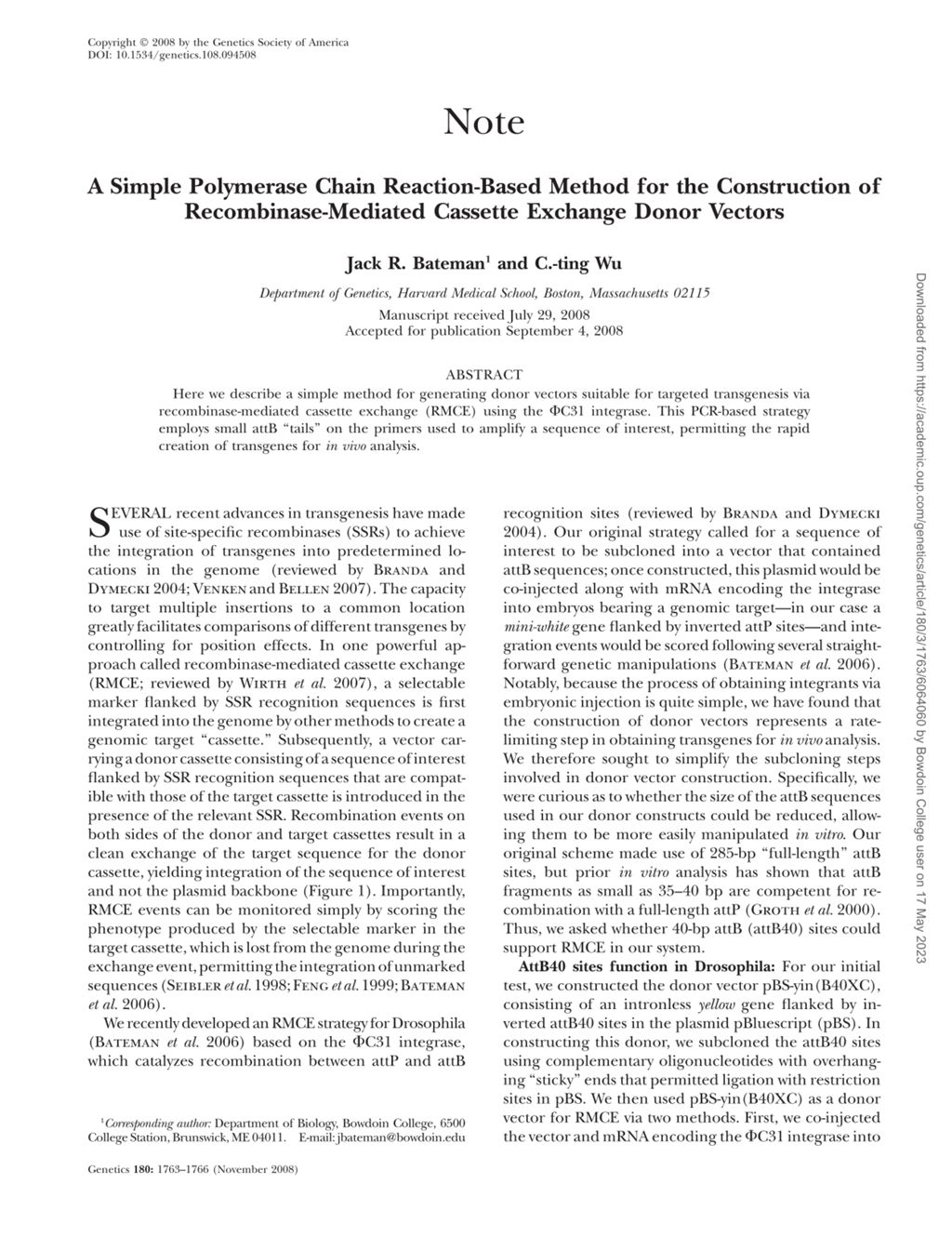 Miniature of A simple polymerase chain reaction-based method for the construction of recombinase-mediated cassette exchange donor vectors