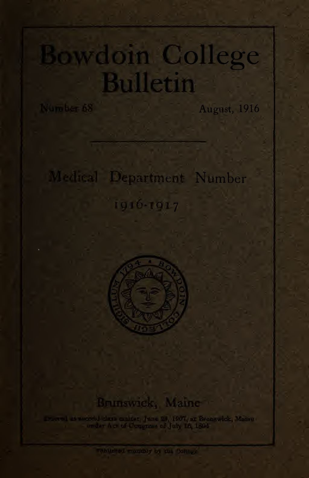 Miniature of Bowdoin College - Medical School of Maine Catalogue  (1916-1917)