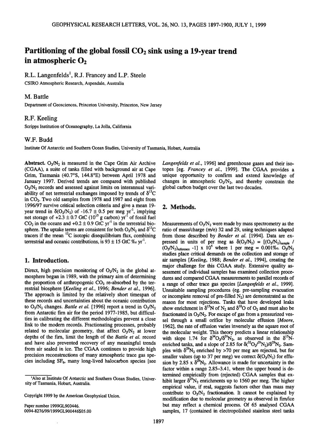 Miniature of Partitioning of the global fossil CO2 sink using a 19-year trend in atmospheric O2