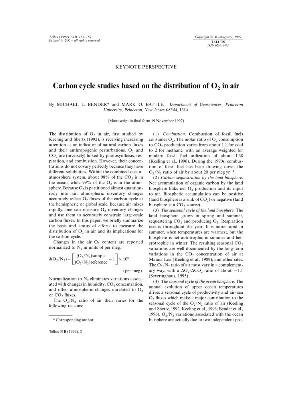 Miniature of Carbon cycle studies based on the distribution of O2 in air