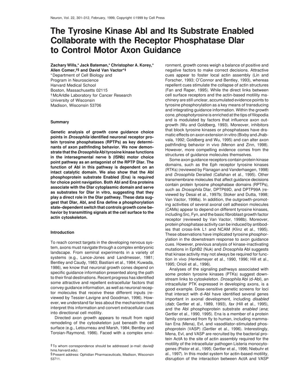 Miniature of The tyrosine kinase Abl and its substrate enabled collaborate with the receptor phosphatase Dlar to control motor axon guidance