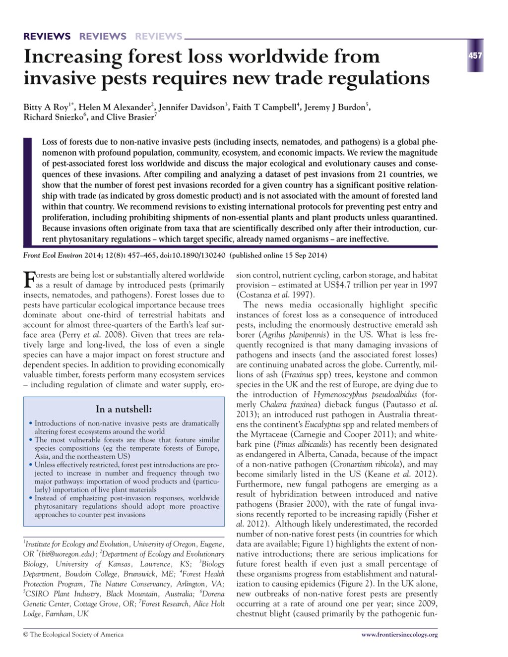 Miniature of Increasing forest loss worldwide from invasive pests requires new trade regulations