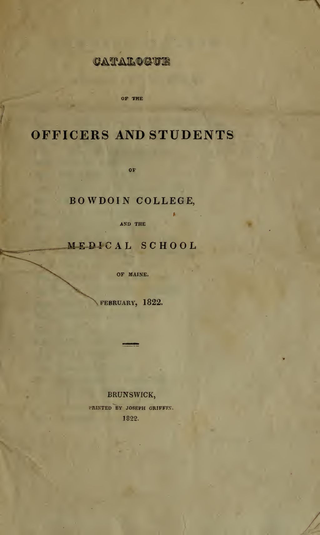 Miniature of Bowdoin College Catalogue (1822 Feb)