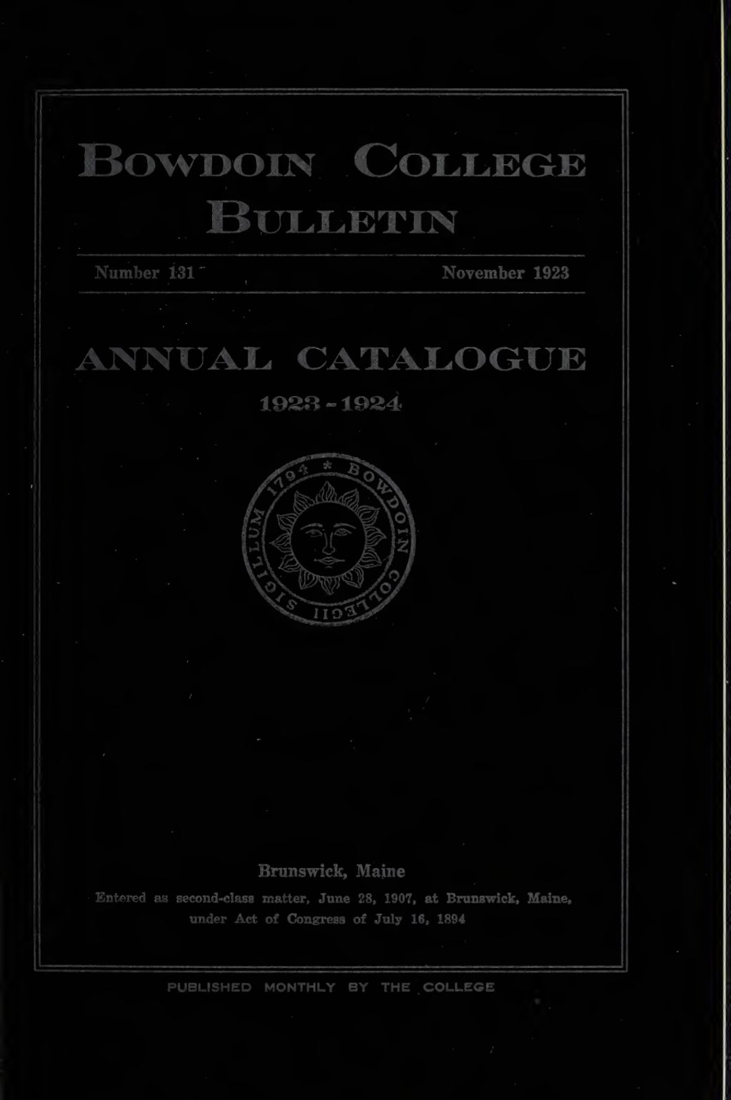 Miniature of Bowdoin College Catalogue (1923-1924)