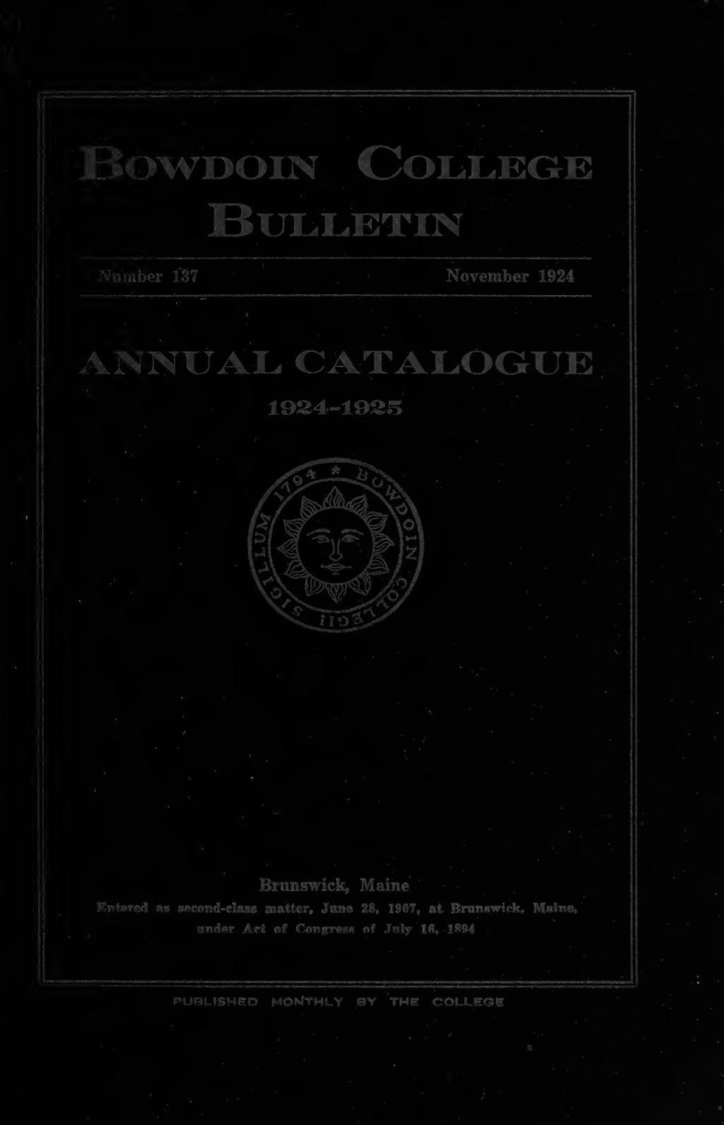 Miniature of Bowdoin College Catalogue (1924-1925)