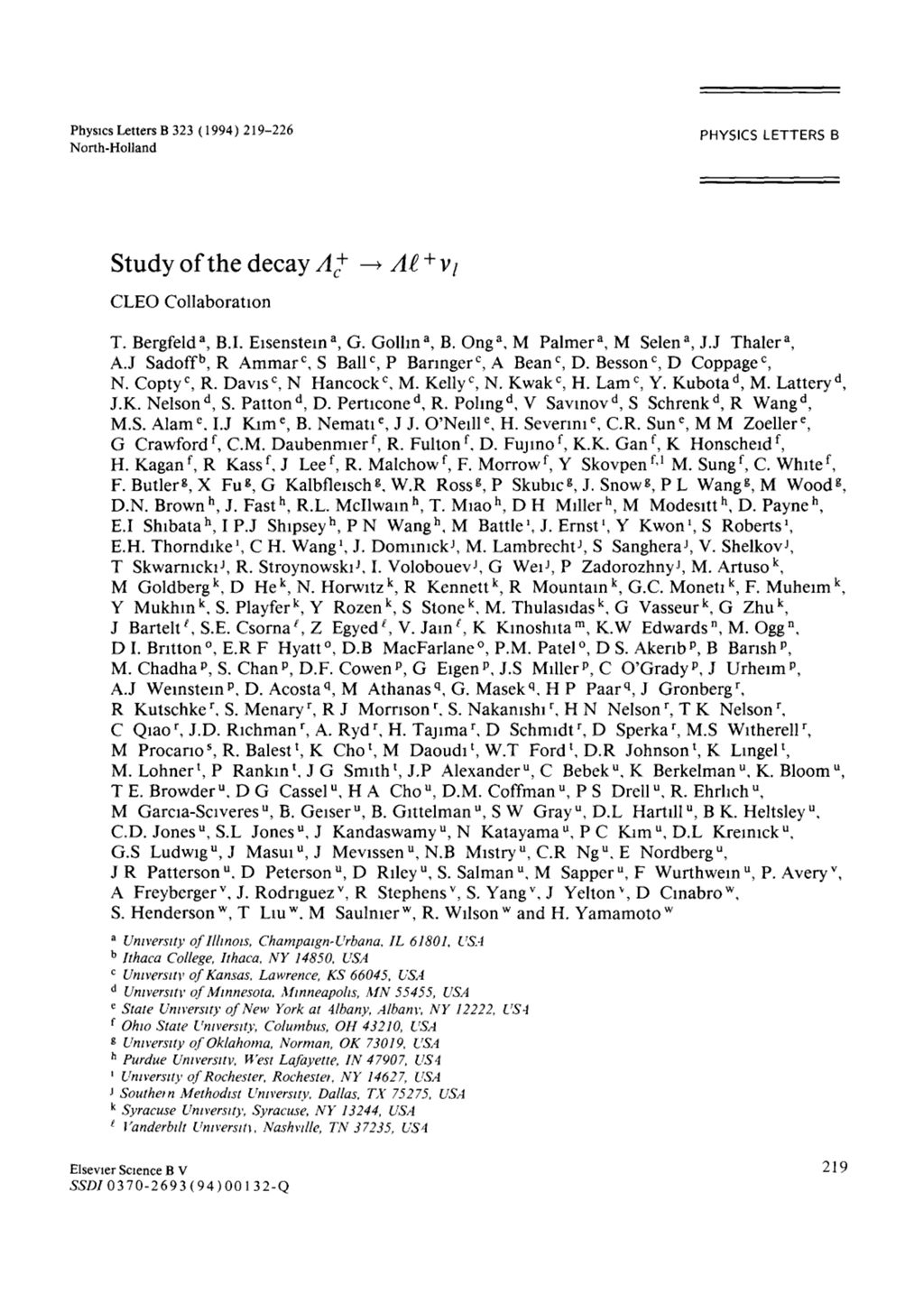 Miniature of Study of the decay Λc<sup>+</sup>→λl<sup>+</sup>νl