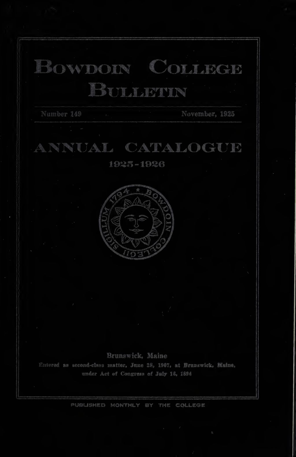 Miniature of Bowdoin College Catalogue (1925-1926)