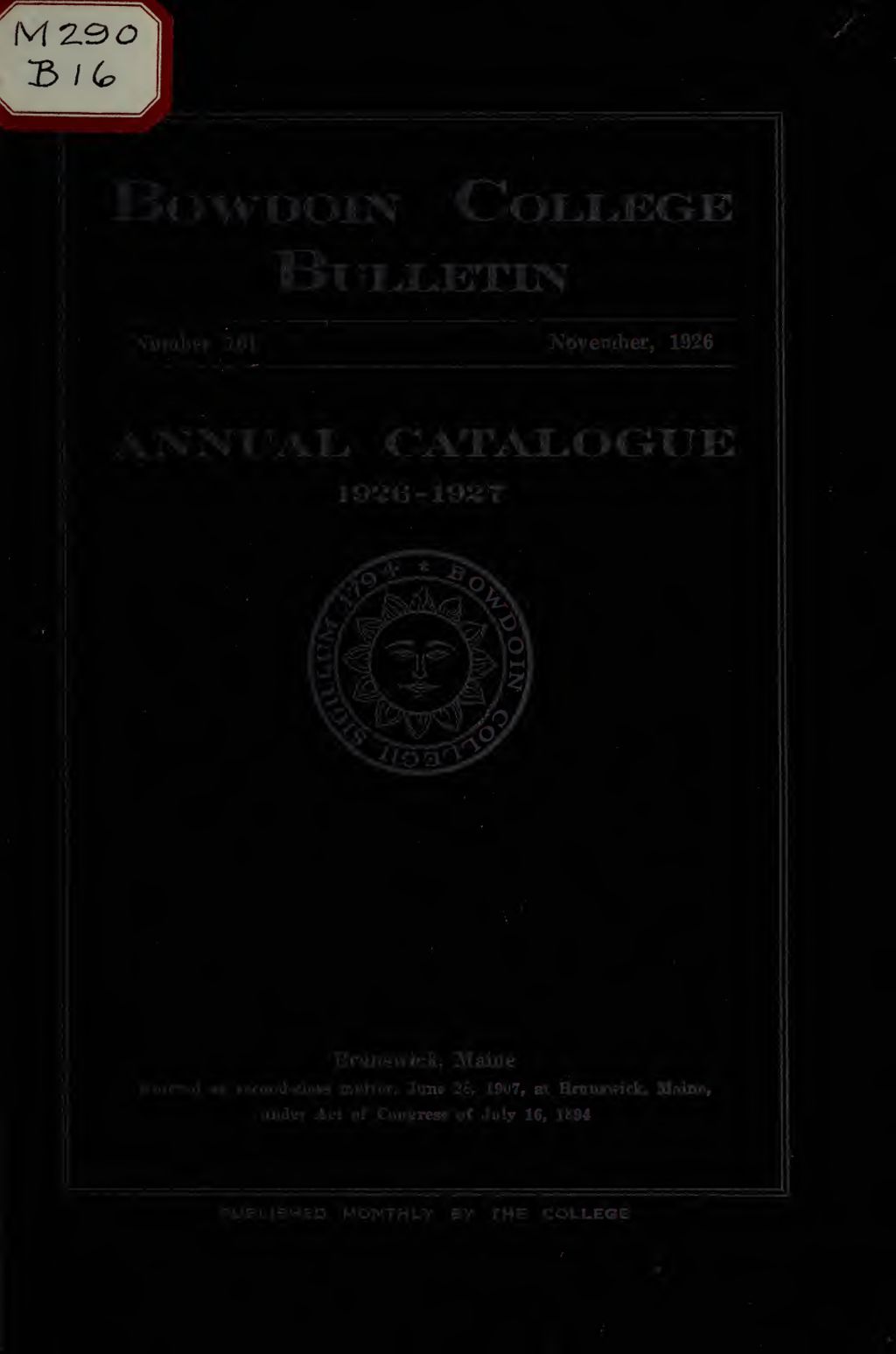 Miniature of Bowdoin College Catalogue (1926-1927)