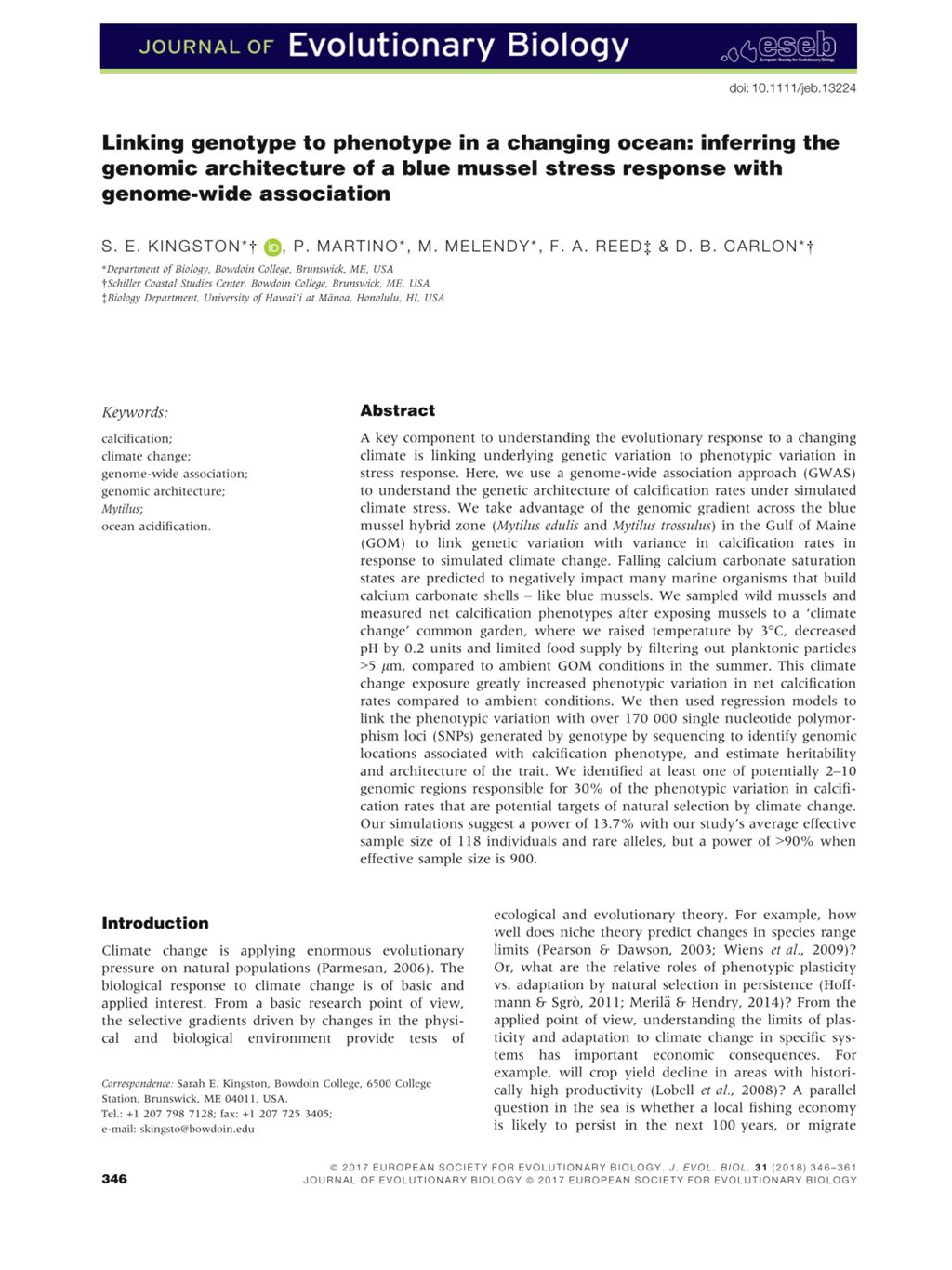 Miniature of Linking genotype to phenotype in a changing ocean: inferring the genomic architecture of a blue mussel stress response with genome-wide association