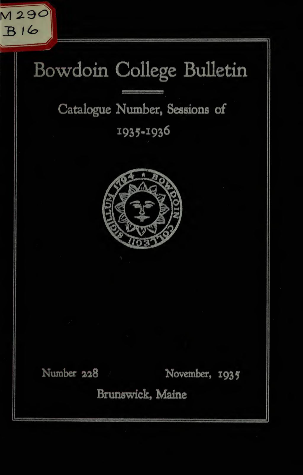 Miniature of Bowdoin College Catalogue (1935-1936)