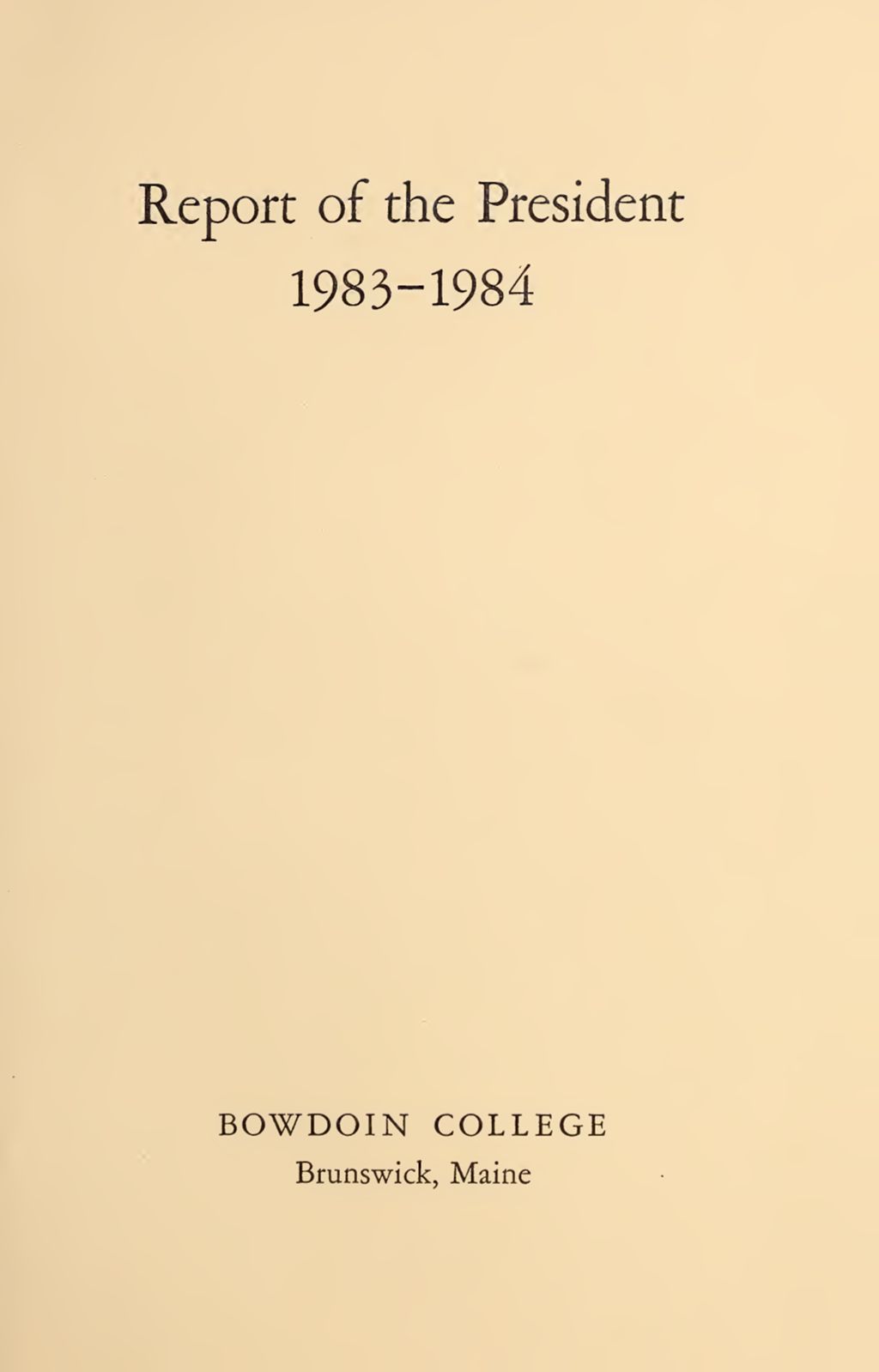 Miniature of Report of the President, Bowdoin College 1983-1984