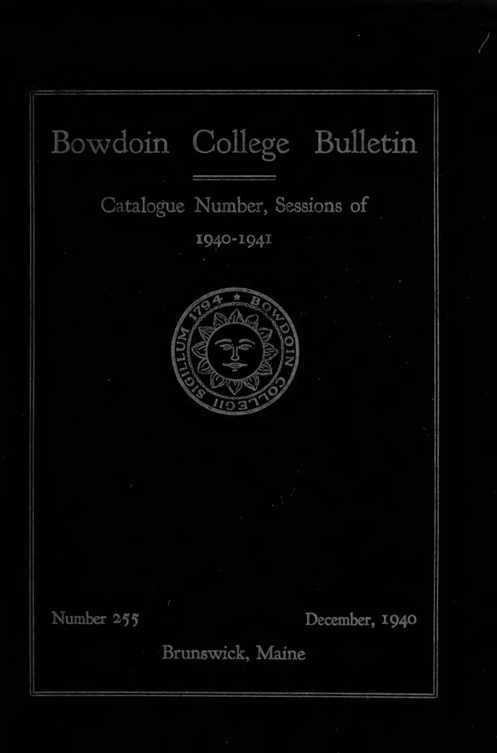 Miniature of Bowdoin College Catalogue (1940-1941)