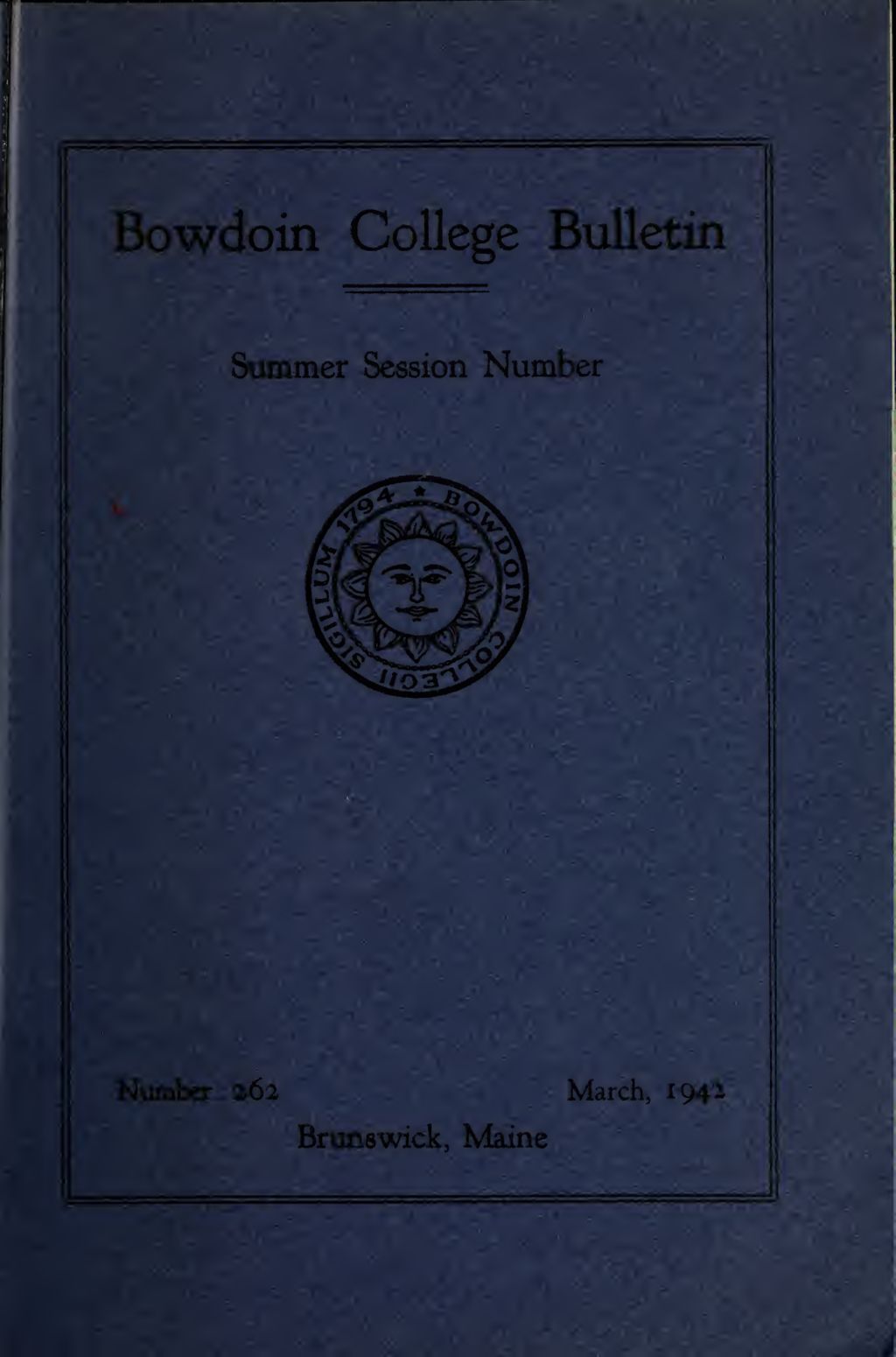 Miniature of Bowdoin College Catalogue (1942 Summer Session)