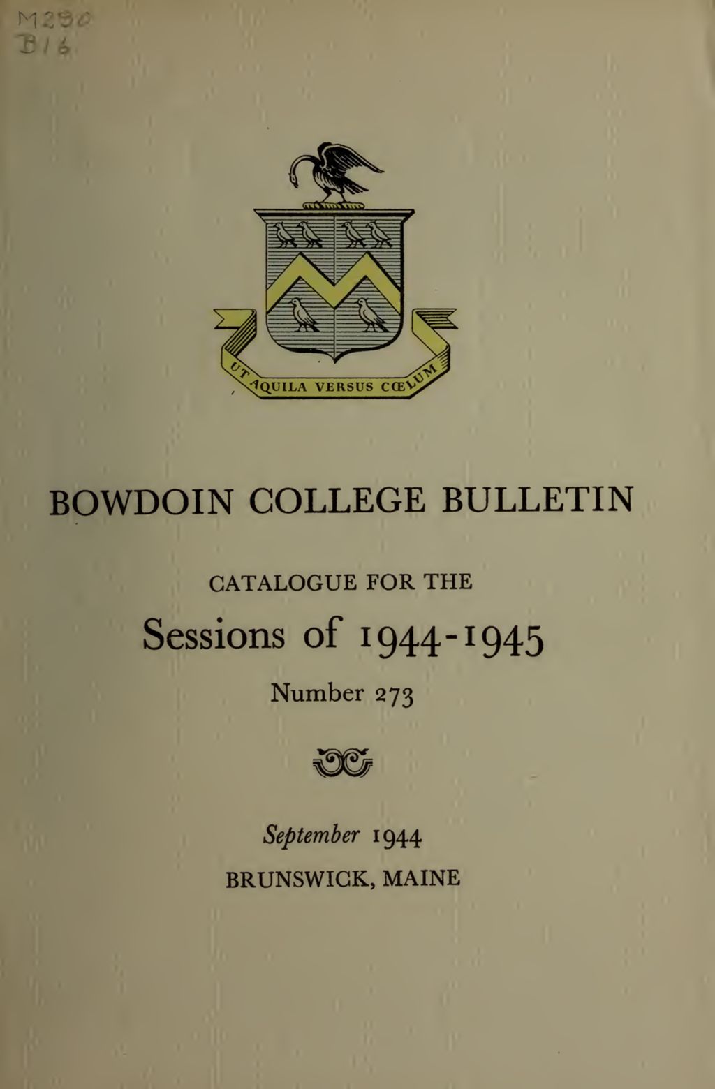 Miniature of Bowdoin College Catalogue (1944-1945)