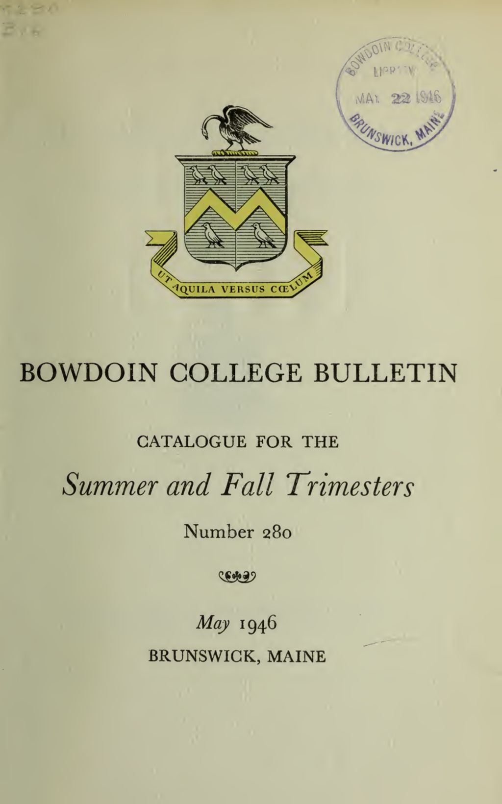 Miniature of Bowdoin College Catalogue (1946 Summer and Fall Trimesters)