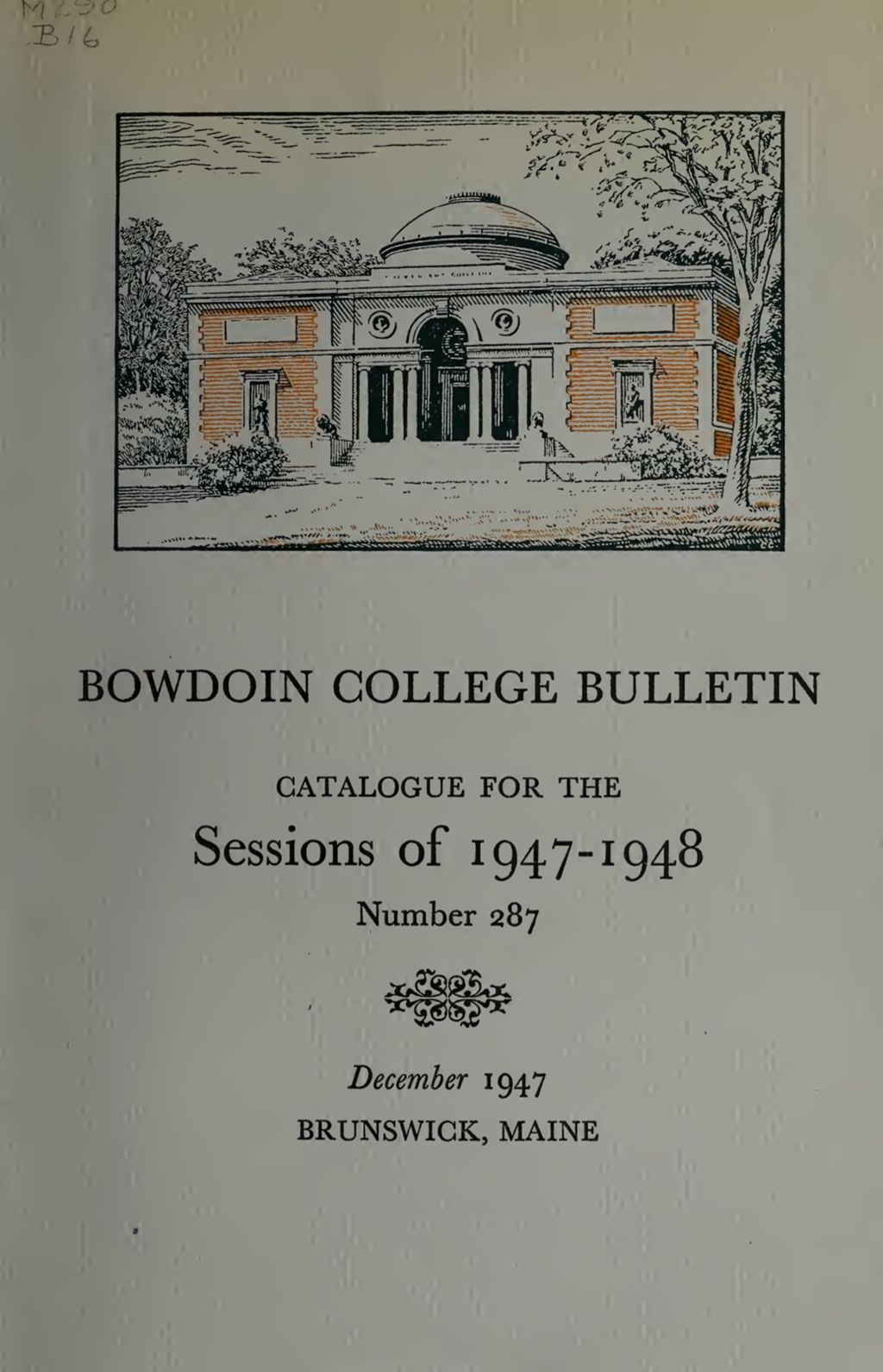 Miniature of Bowdoin College Catalogue (1947-1948)