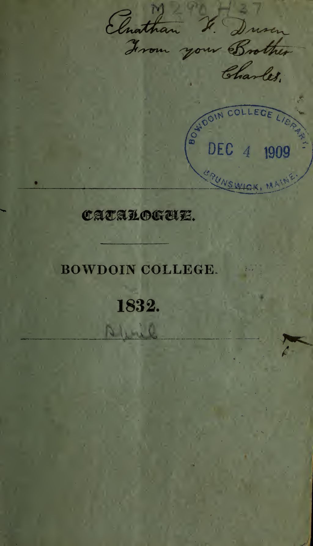 Miniature of Bowdoin College Catalogue (1832 Apr)