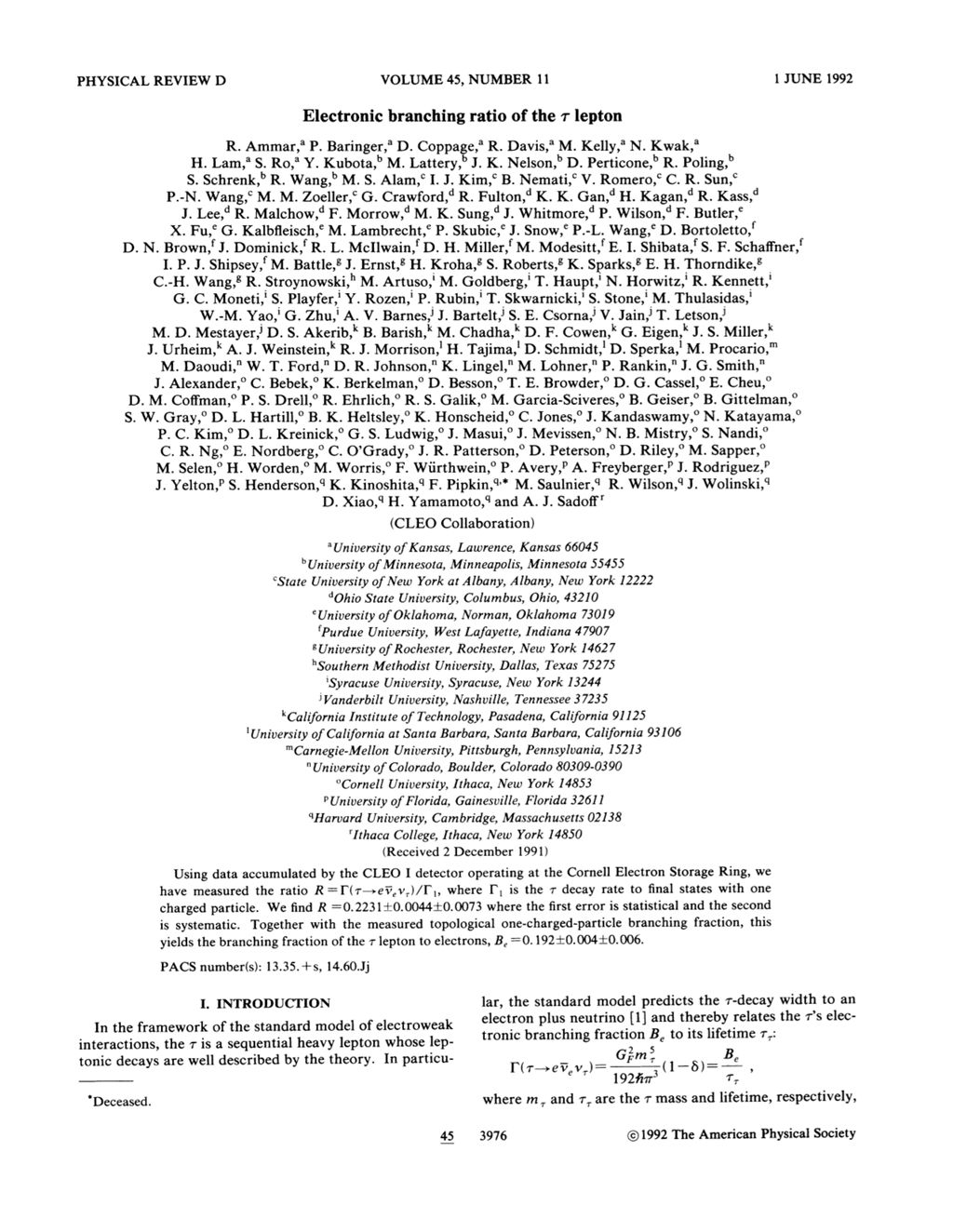 Miniature of Electronic branching ratio of the lepton