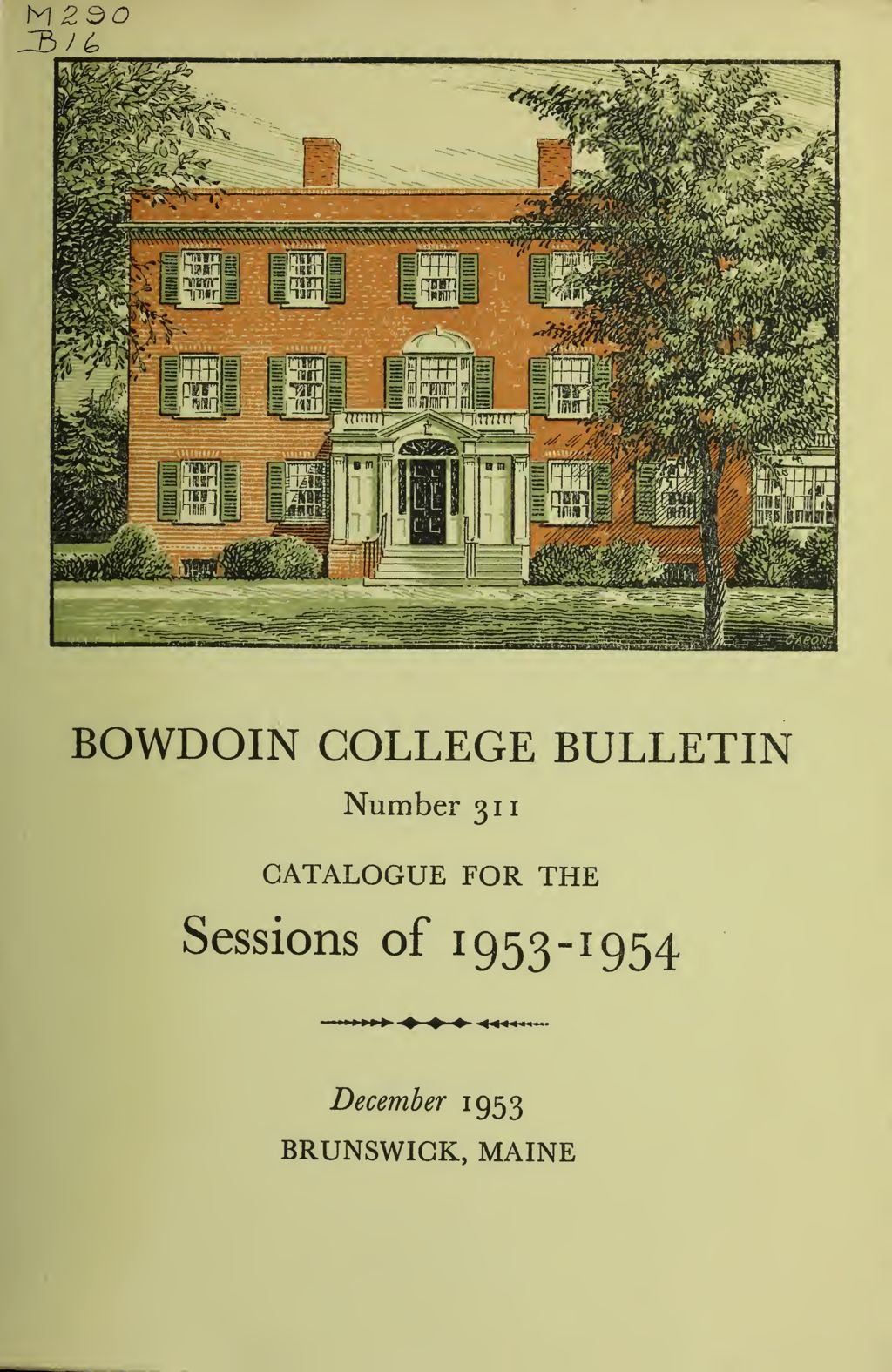 Miniature of Bowdoin College Catalogue (1953-1954)