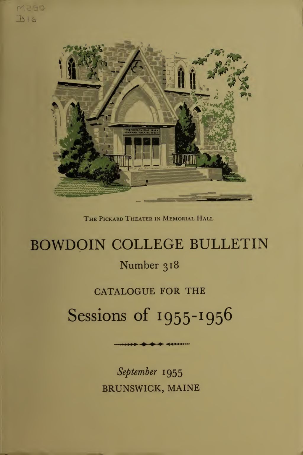 Miniature of Bowdoin College Catalogue (1955-1956)