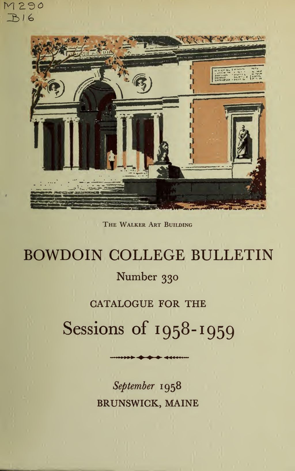 Miniature of Bowdoin College Catalogue (1958-1959)