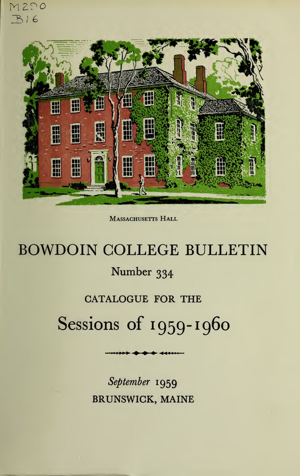 Miniature of Bowdoin College Catalogue (1959-1960)