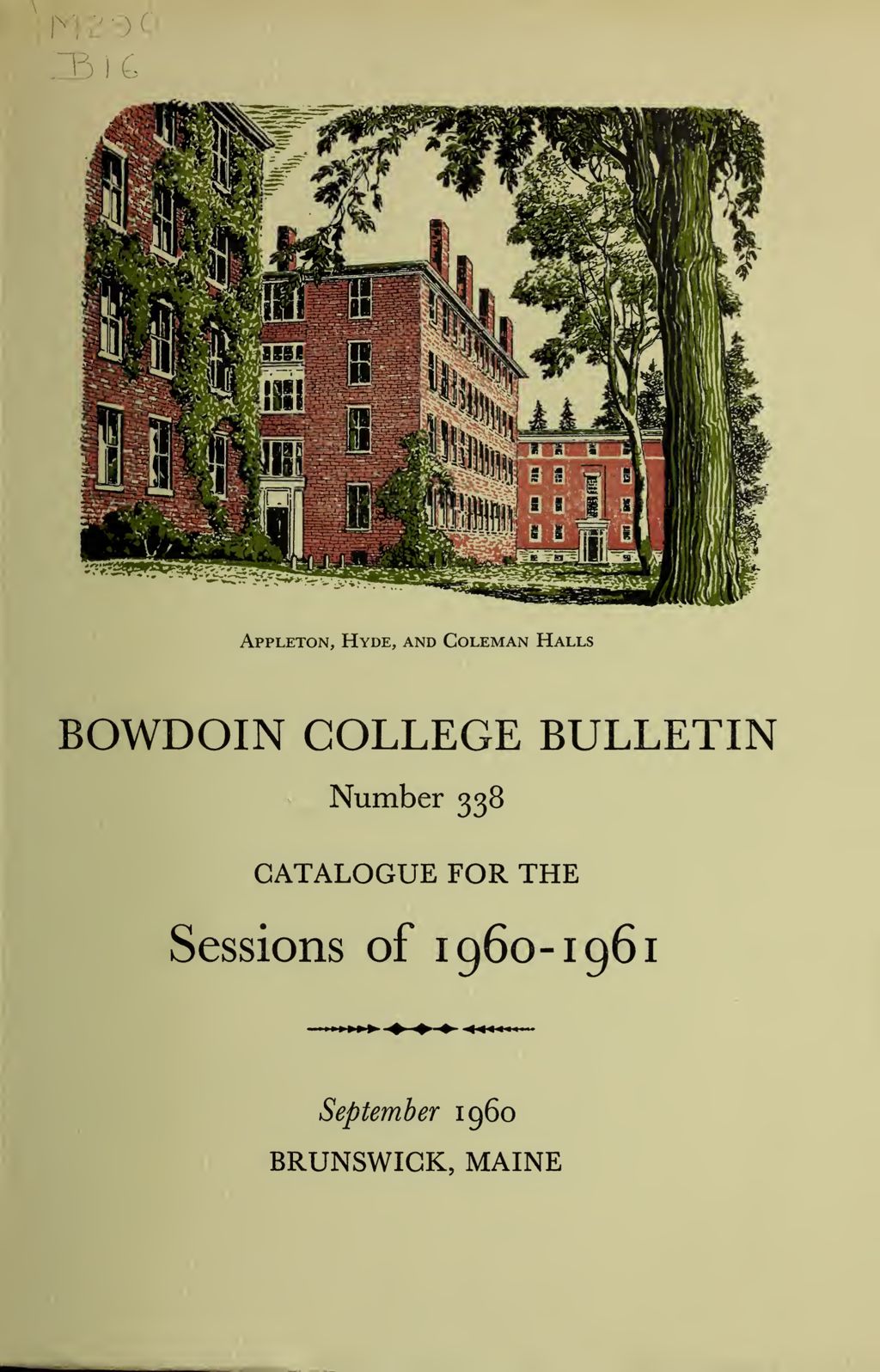 Miniature of Bowdoin College Catalogue (1960-1961)