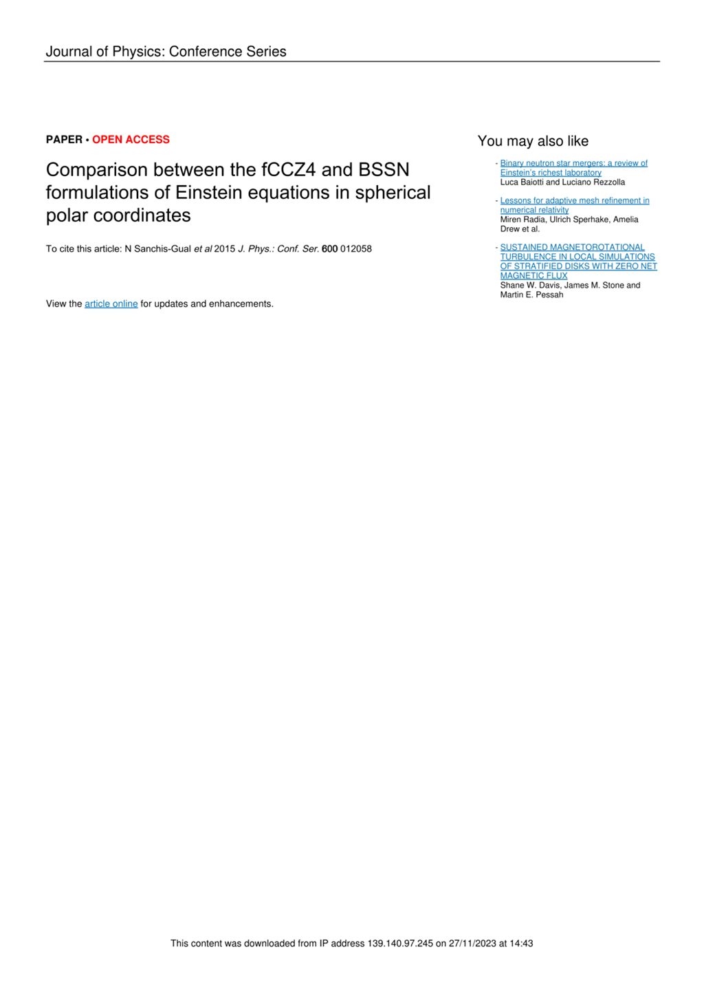 Miniature of Comparison between the fCCZ4 and BSSN formulations of Einstein equations in spherical polar coordinates