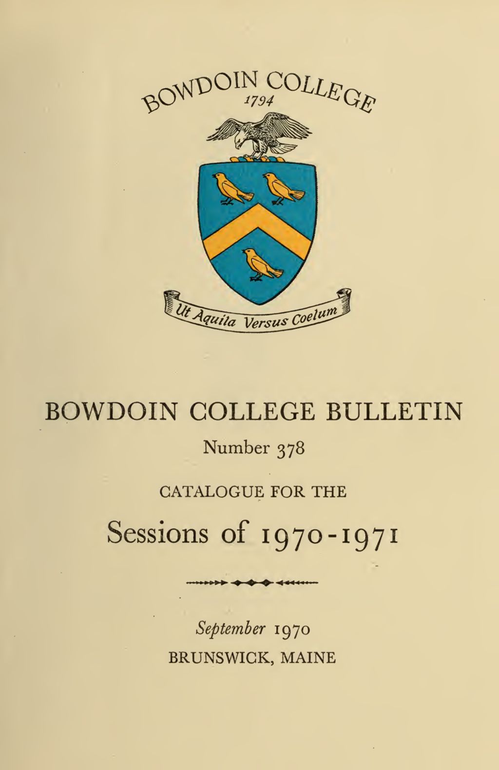 Miniature of Bowdoin College Catalogue (1970-1971)