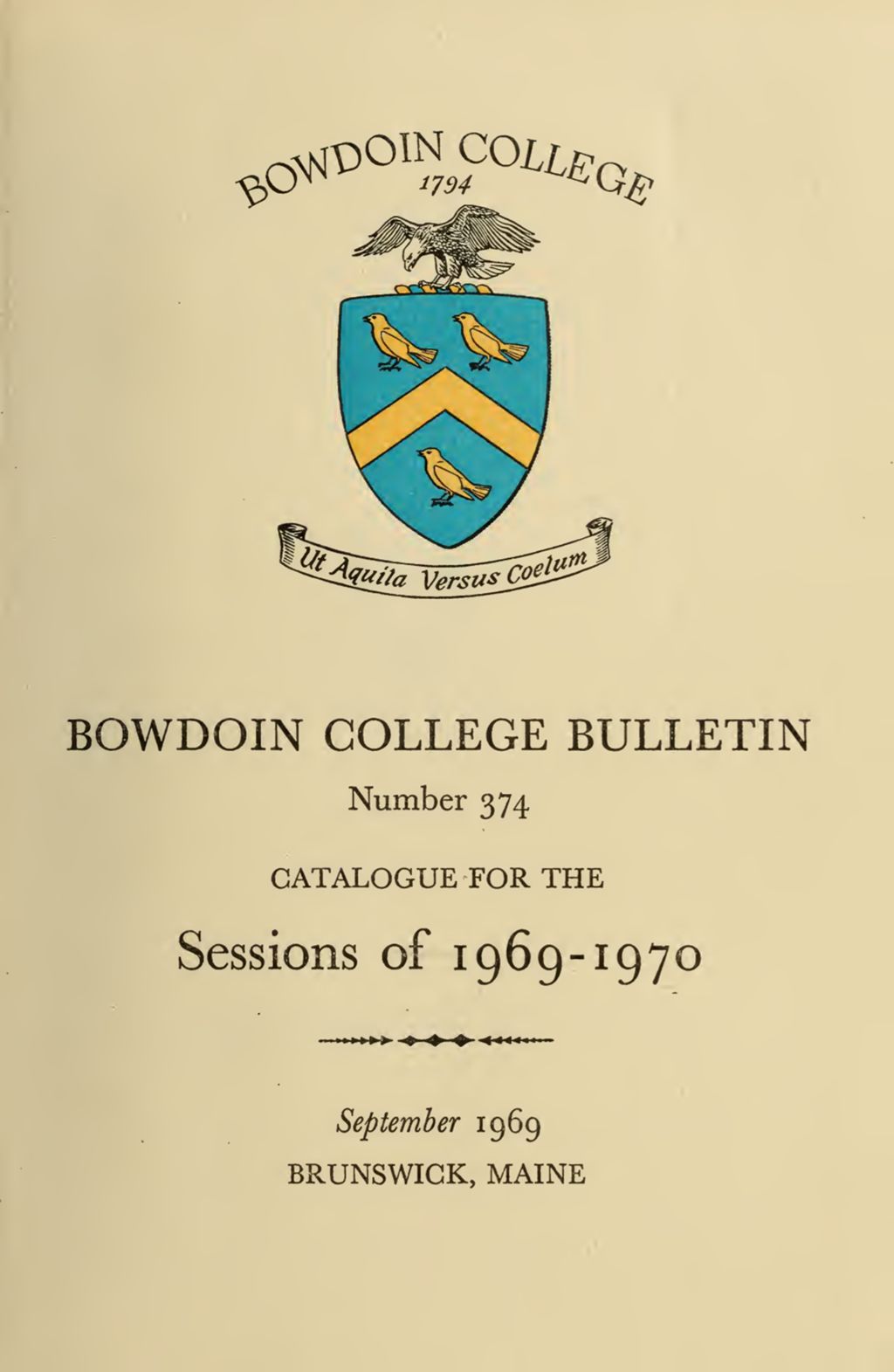 Miniature of Bowdoin College Catalogue (1969-1970)