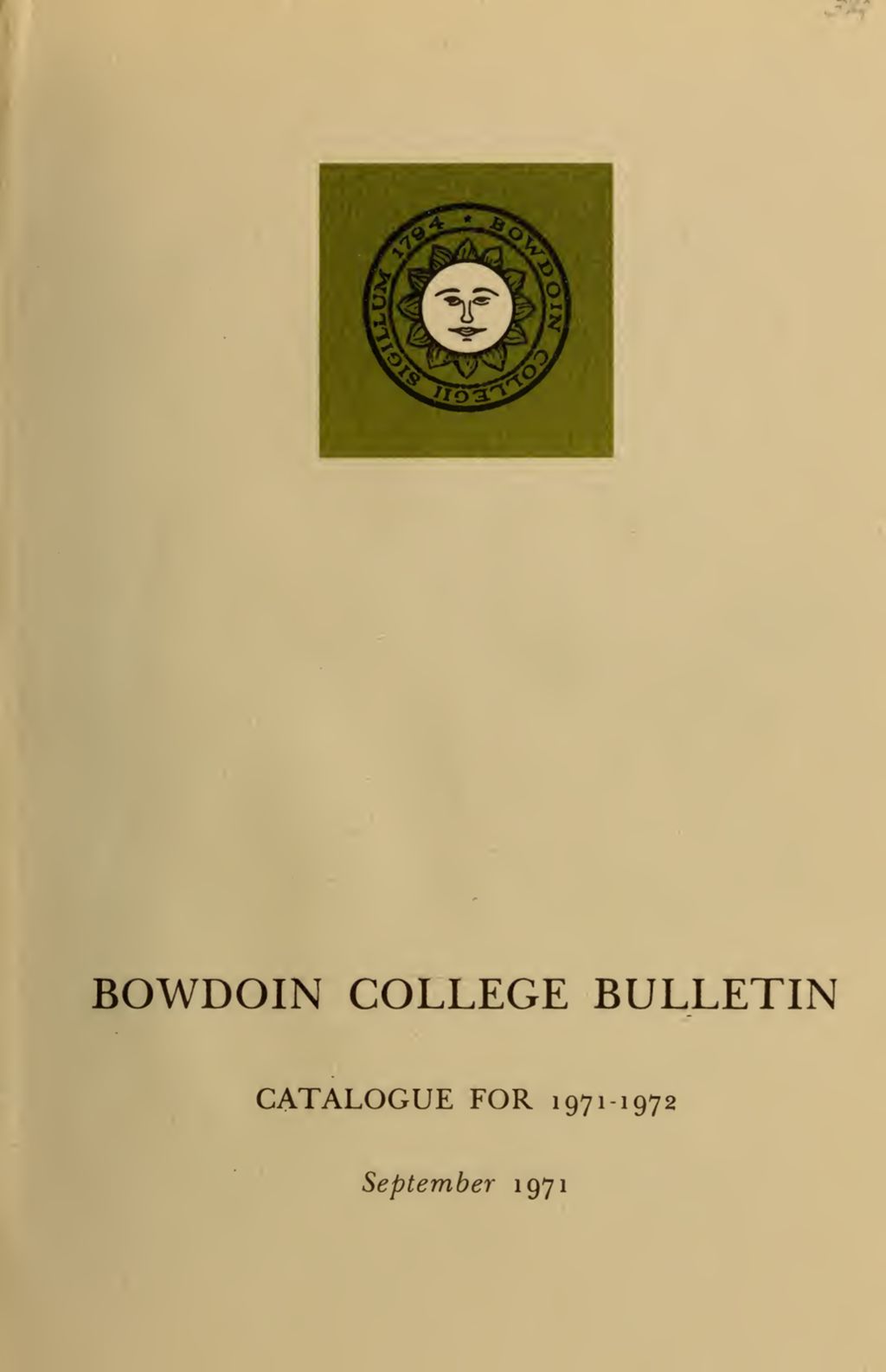 Miniature of Bowdoin College Catalogue (1971-1972)