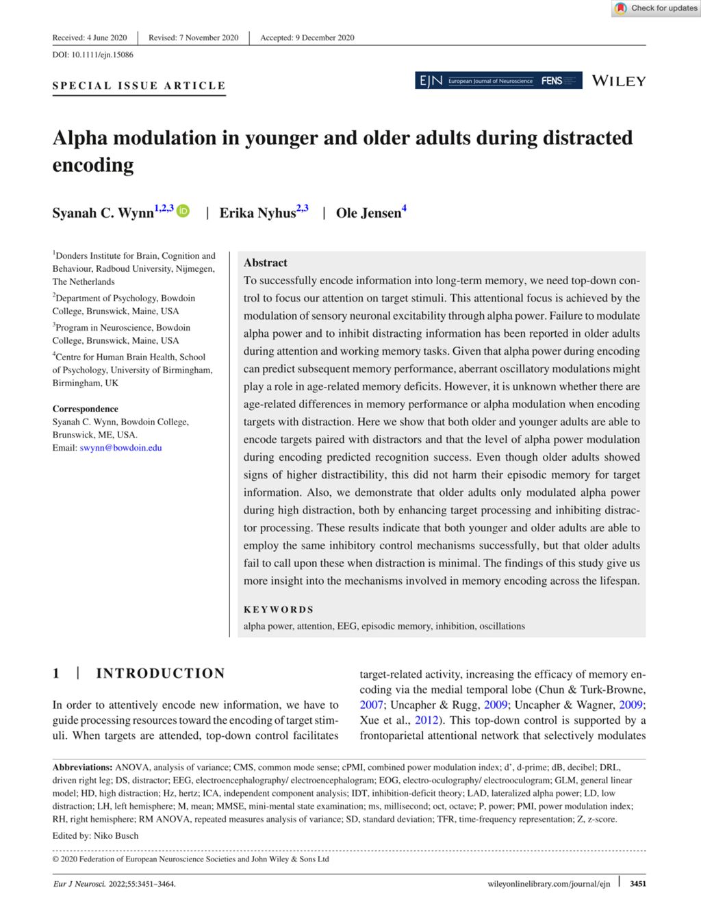 Miniature of Alpha modulation in younger and older adults during distracted encoding