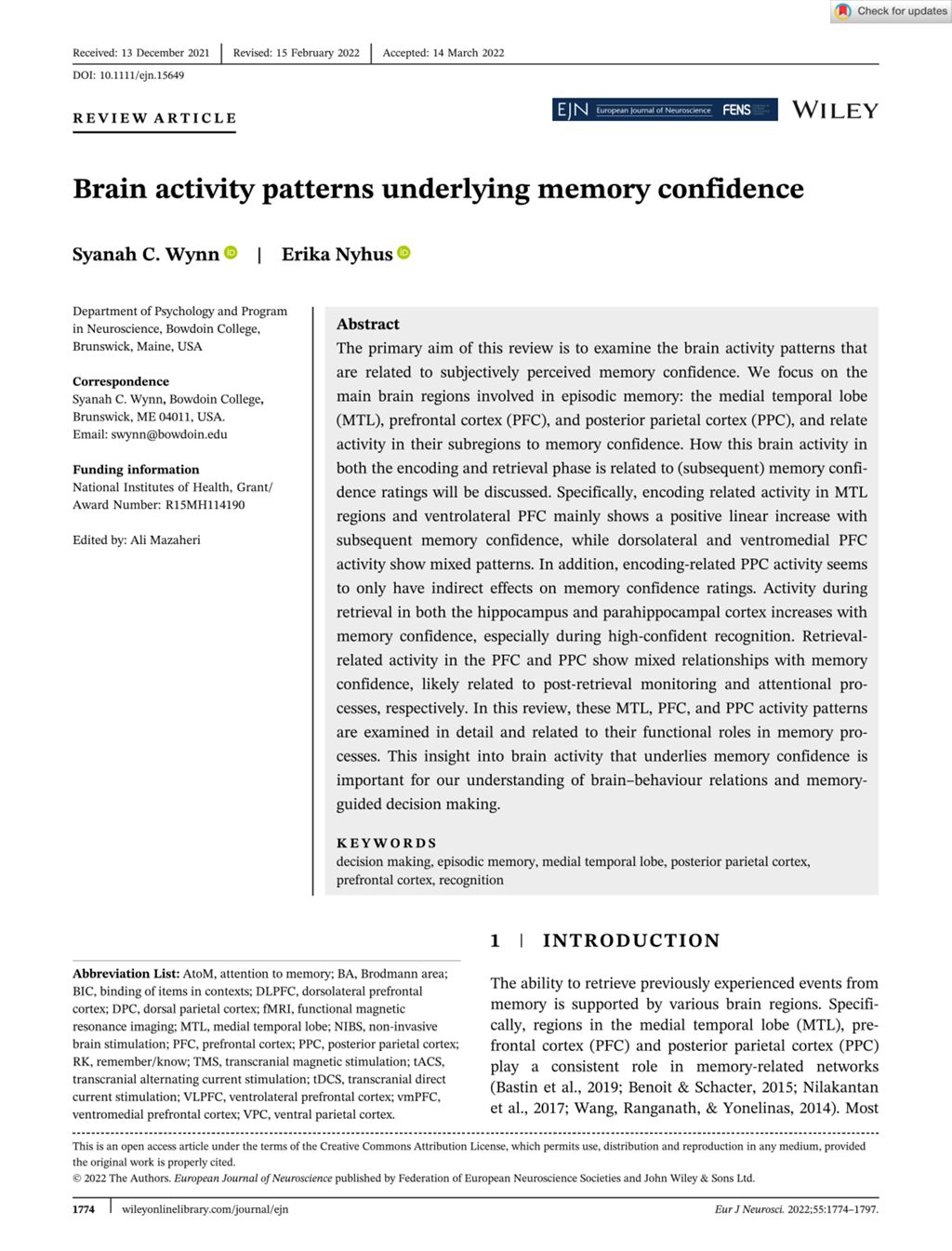 Miniature of Brain activity patterns underlying memory confidence