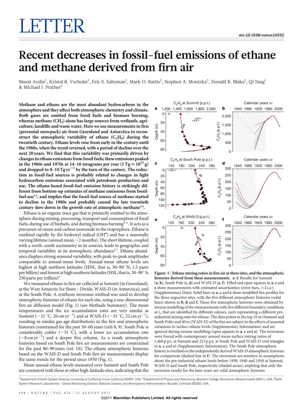 Miniature of Recent decreases in fossil-fuel emissions of ethane and methane derived from firn air