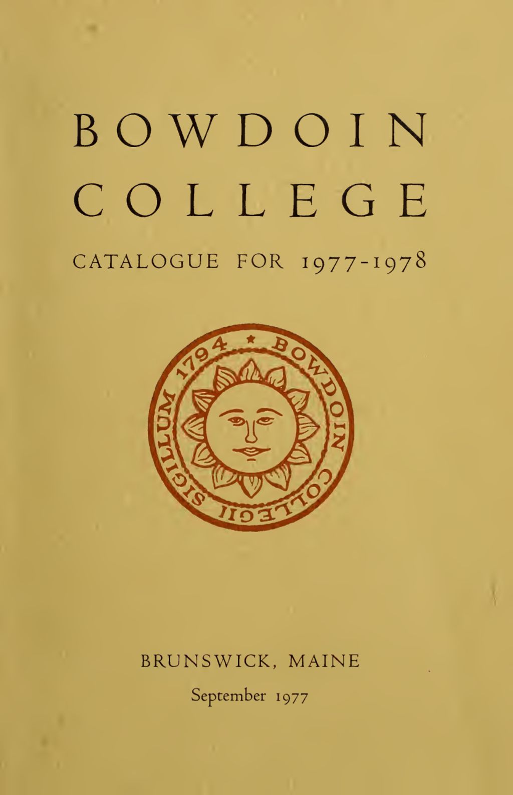 Miniature of Bowdoin College Catalogue (1977-1978)