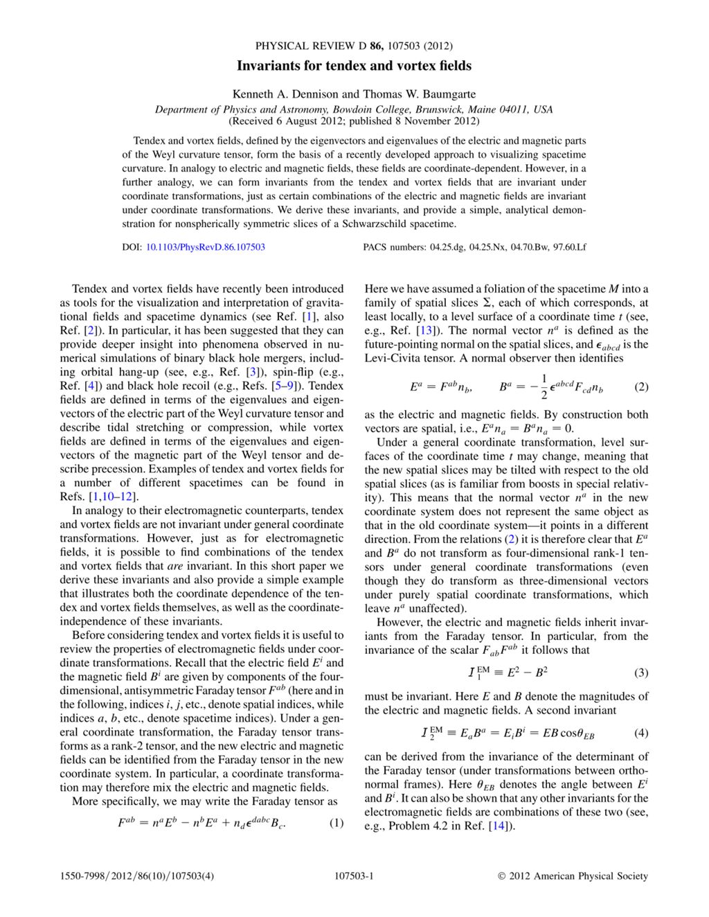 Miniature of Invariants for tendex and vortex fields