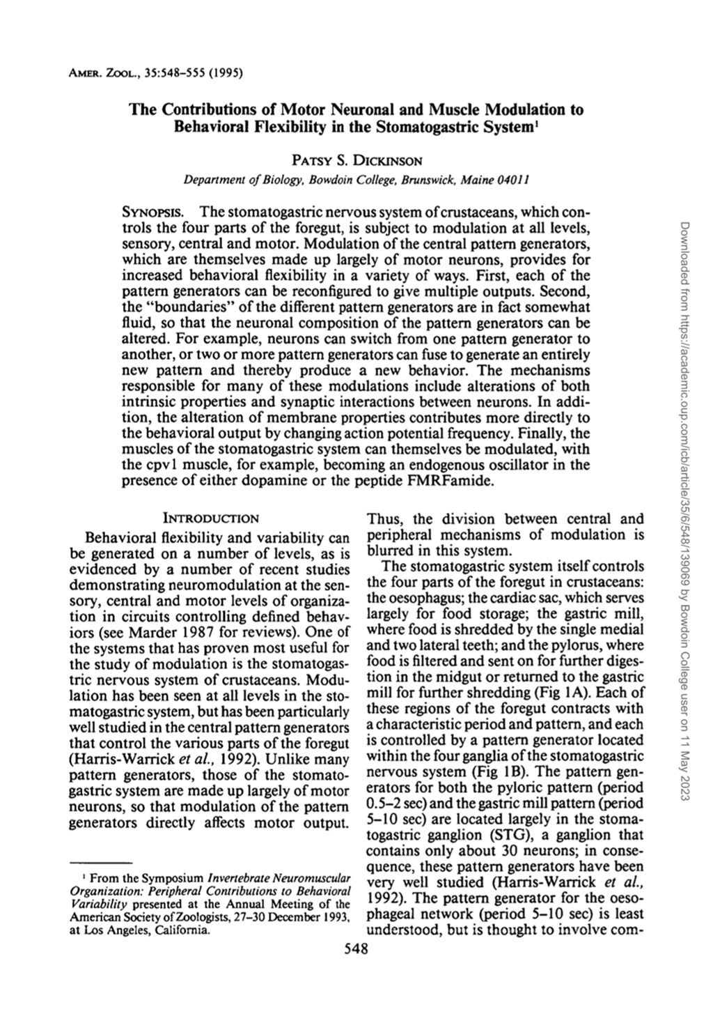 Miniature of The contributions of motor neuronal and muscle modulation to behavioral flexibility in the stomatogastric system