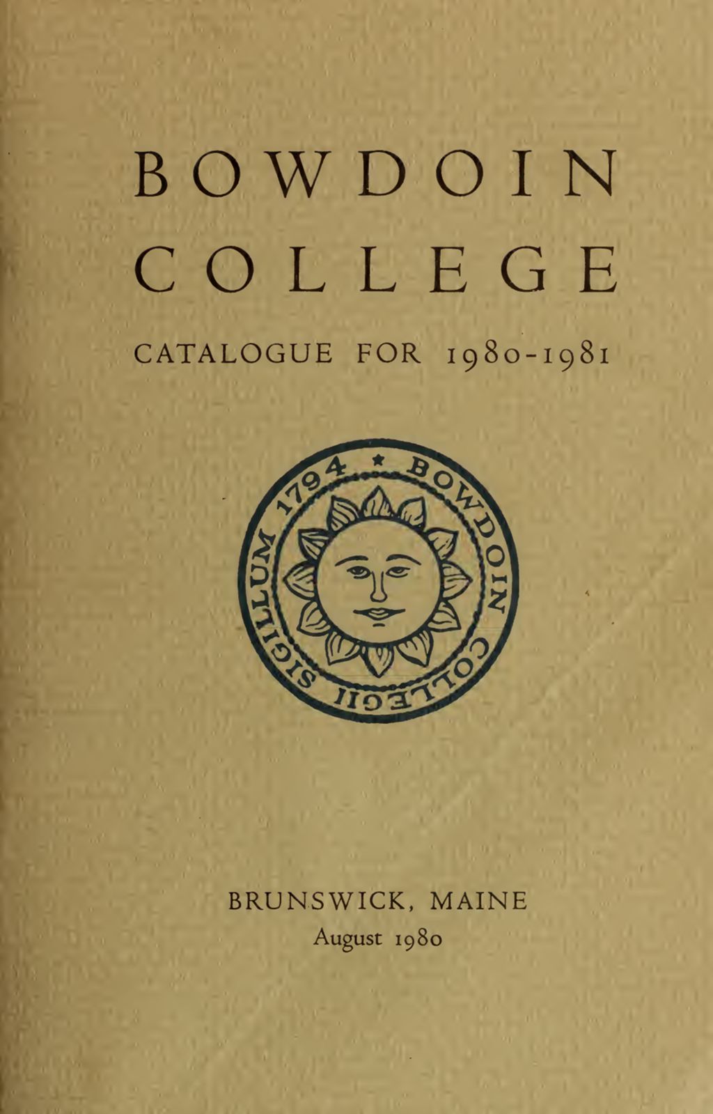 Miniature of Bowdoin College Catalogue (1980-1981)