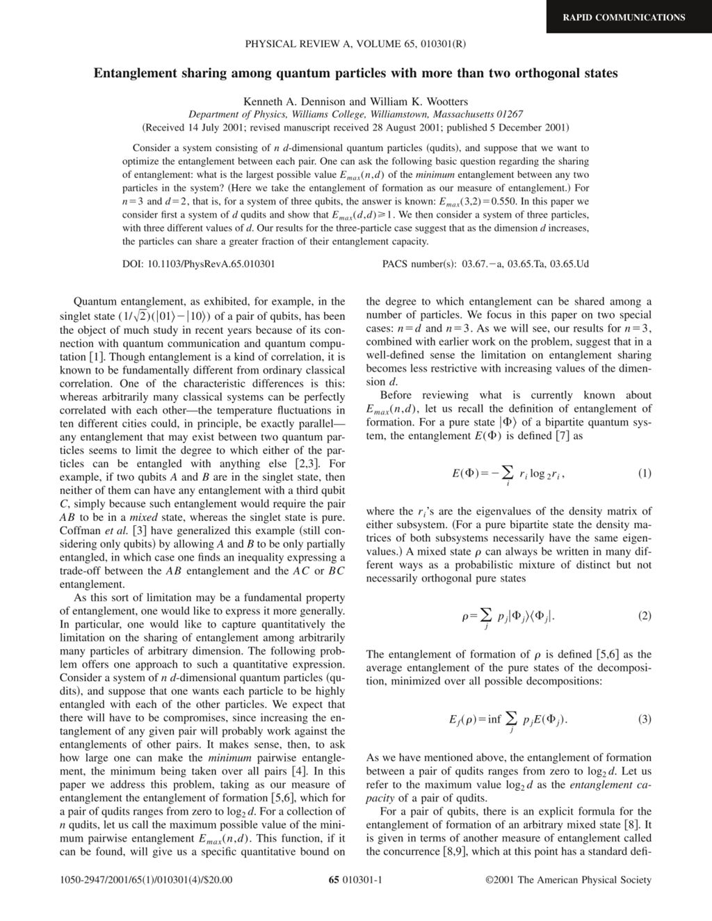 Miniature of Entanglement sharing among quantum particles with more than two orthogonal states