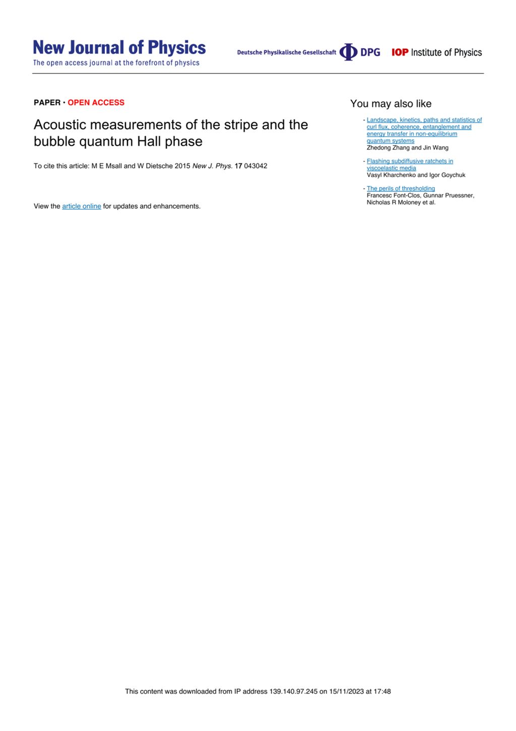 Miniature of Acoustic measurements of the stripe and the bubble quantum Hall phase